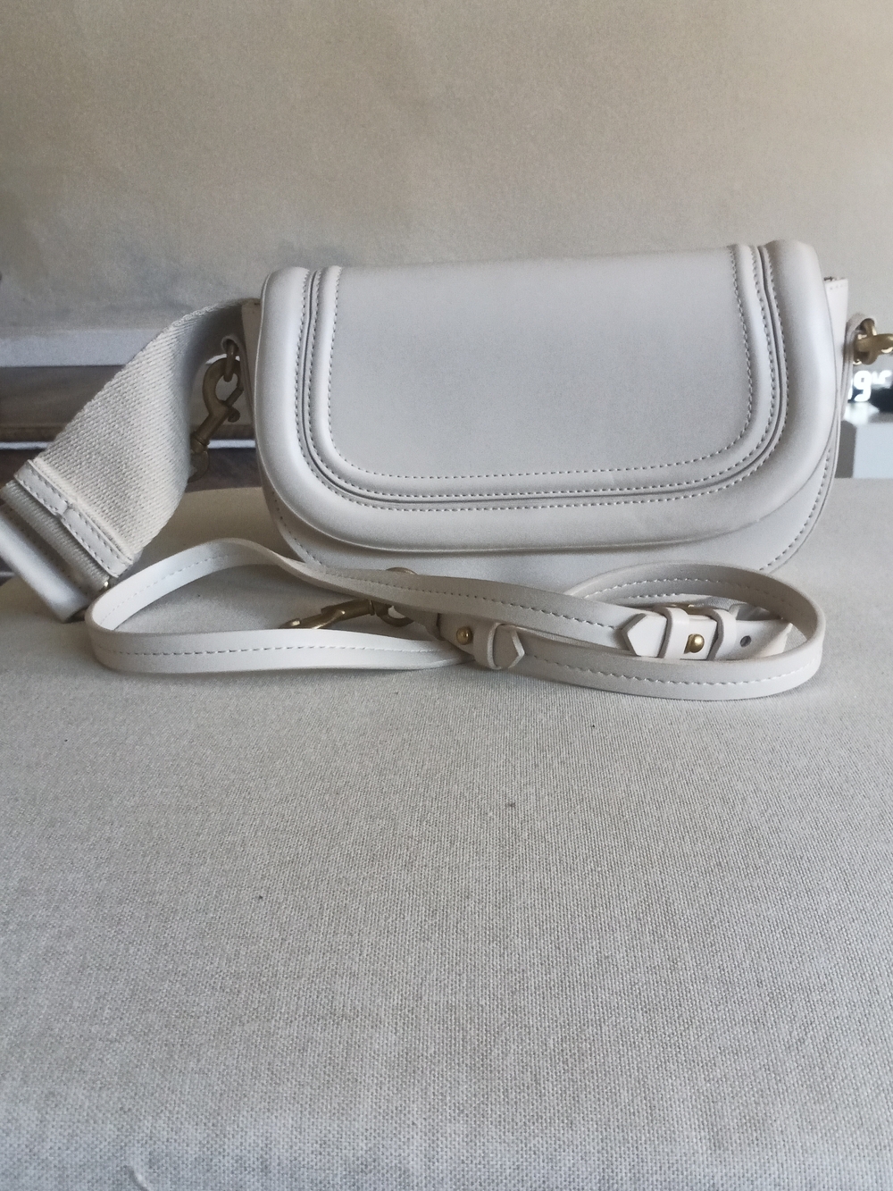 Zara White Mini Saddle Crossbody Bag
